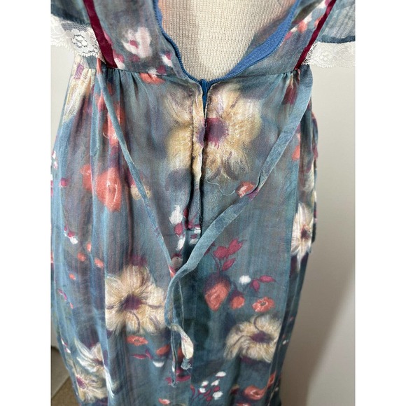 Vintage Candi Jones California Floral Prairie Maxi Dress Cottagecore Blue XS - Picture 8 of 10